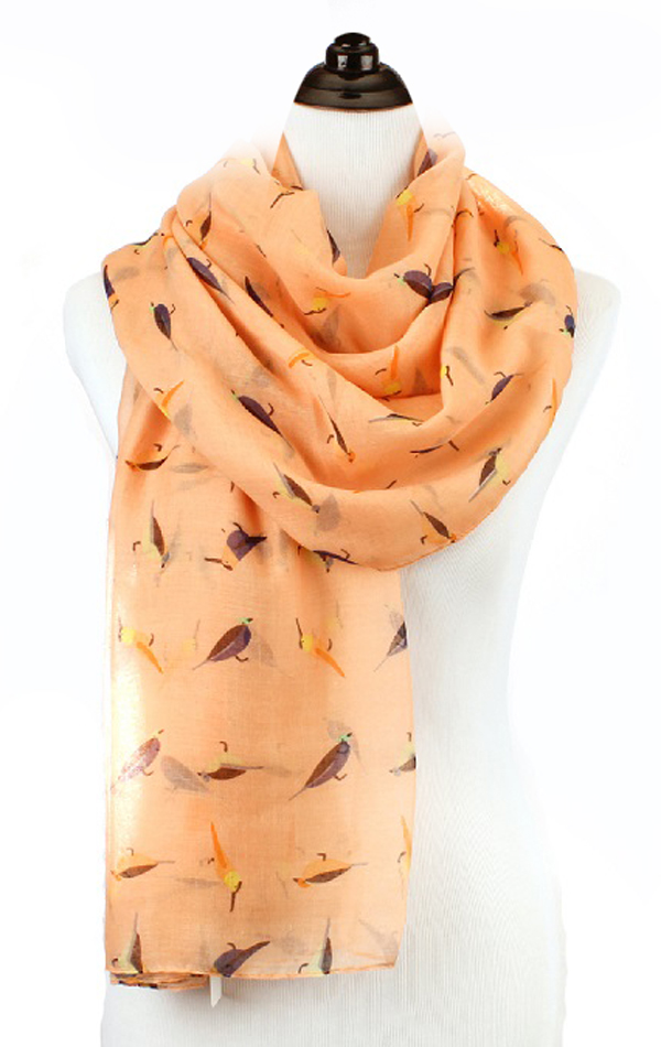 Polyester bird print scarf