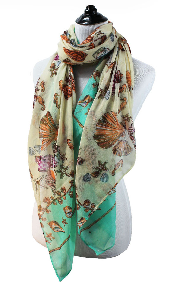 Polyester sparking sealife scarf