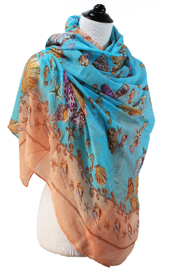 Polyester sparking sealife scarf