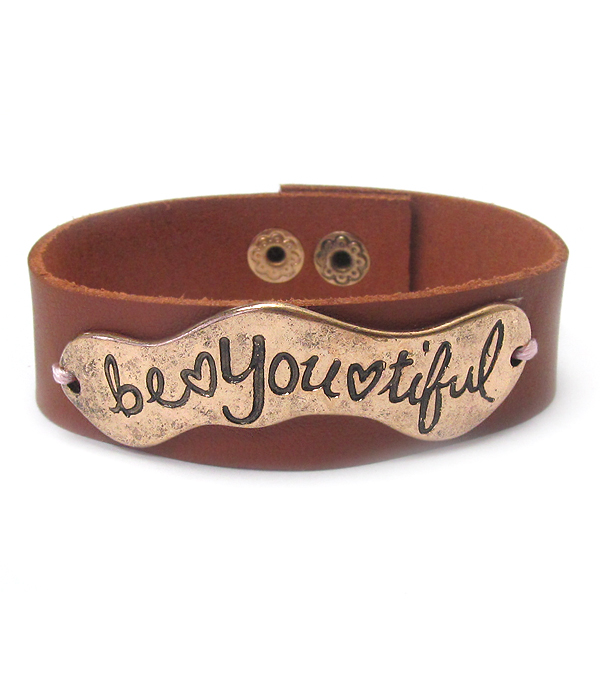 Inspiration leather band bracelet - be you tiful