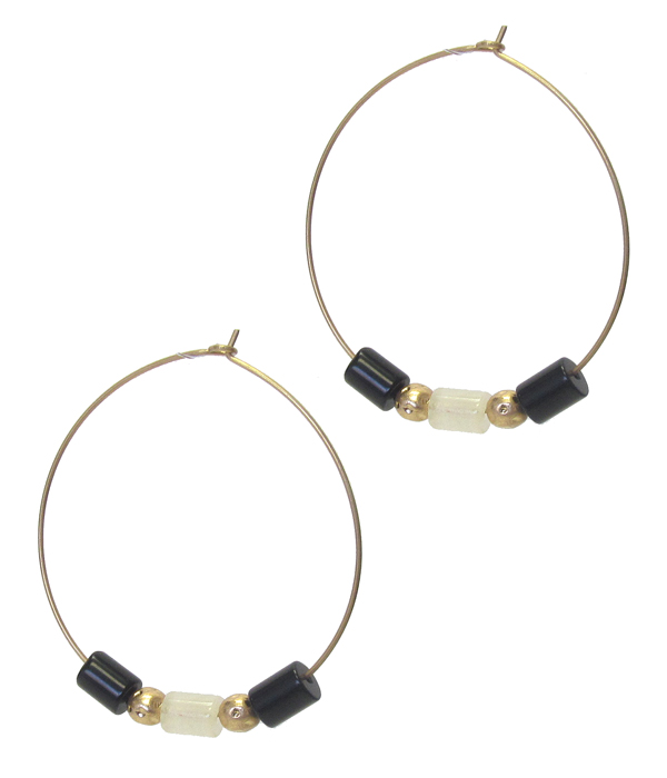 Mix stone wire hoop earring