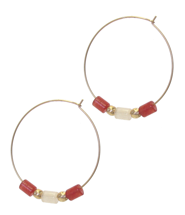 Mix stone wire hoop earring