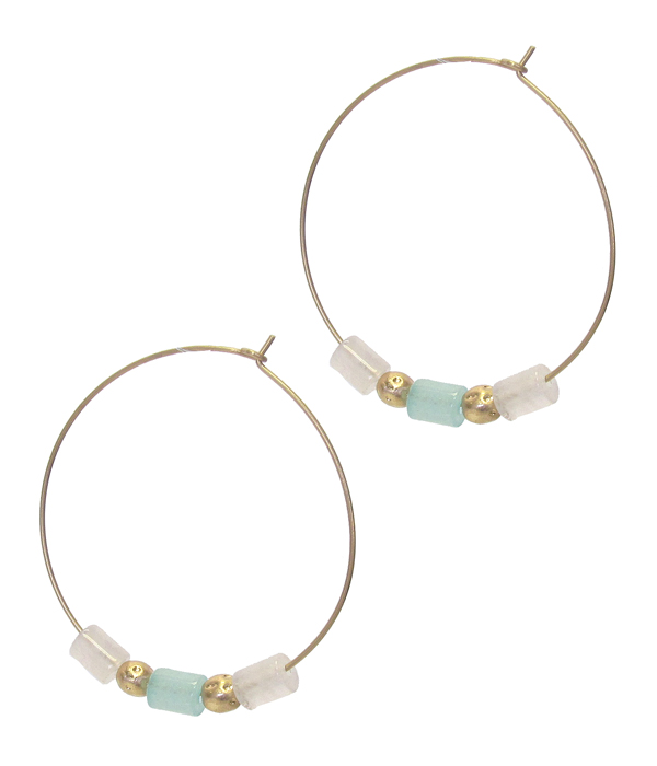 Mix stone wire hoop earring