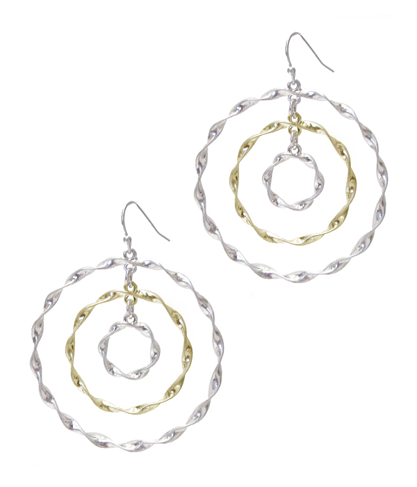 TRIPLE TWIST METAL HOOP EARRING