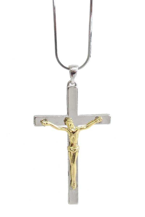 Made in korea whitegold plating jesus on cross pendant necklace