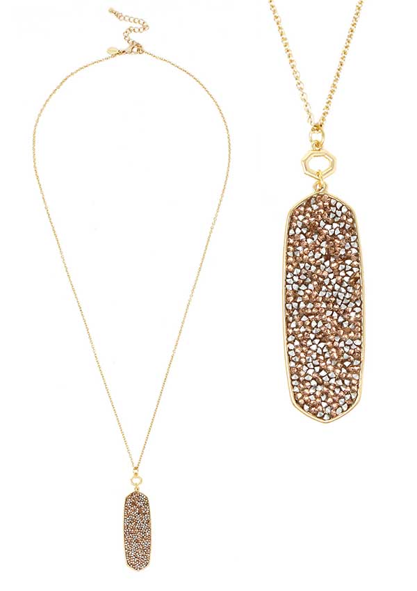 Druzy pendant long necklace