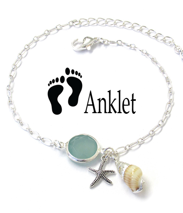 SEALIFE THEME NATURAL SHELL ANKLET - STARFISH
