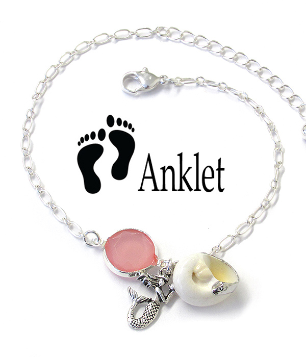 Sealife theme natural shell anklet - mermaid