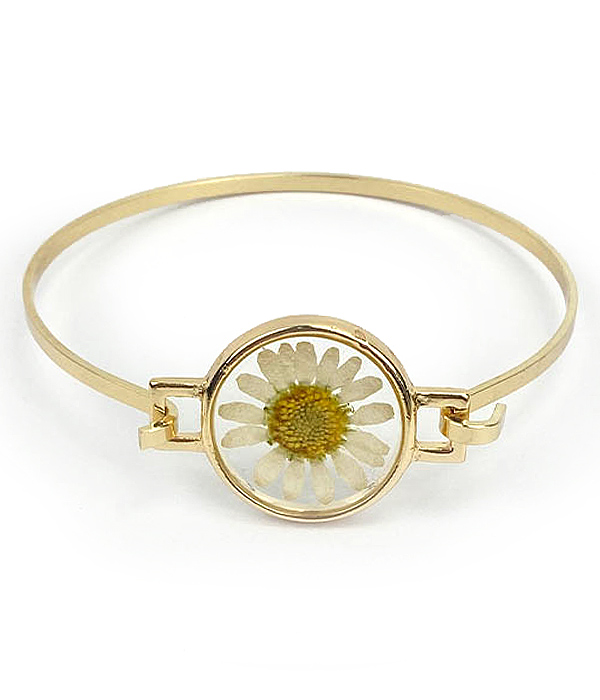 DRY FLOWER BANGLE BRACELET - DAISY