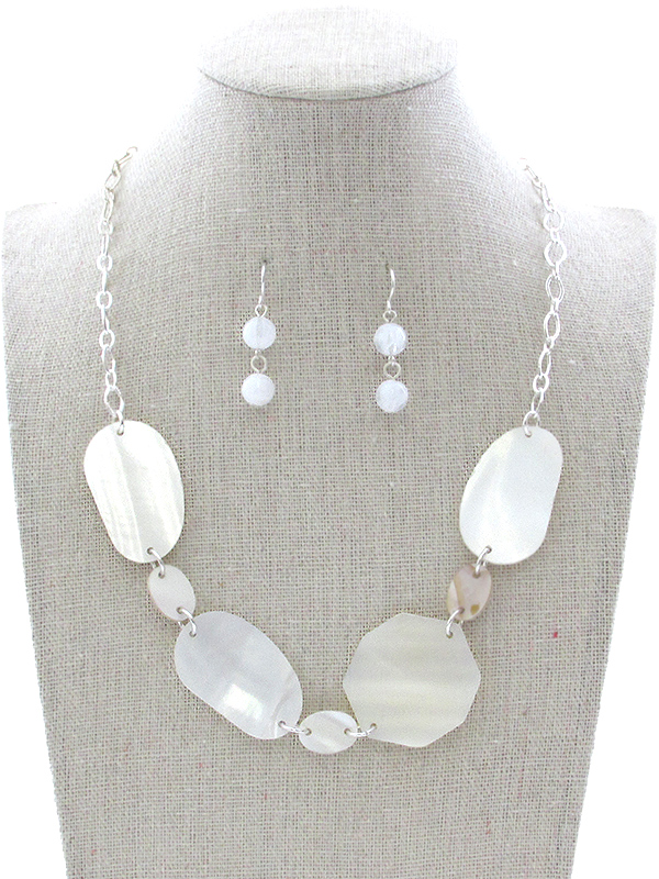 MULTI SHAPE SHELL LINK NECKLACE SET