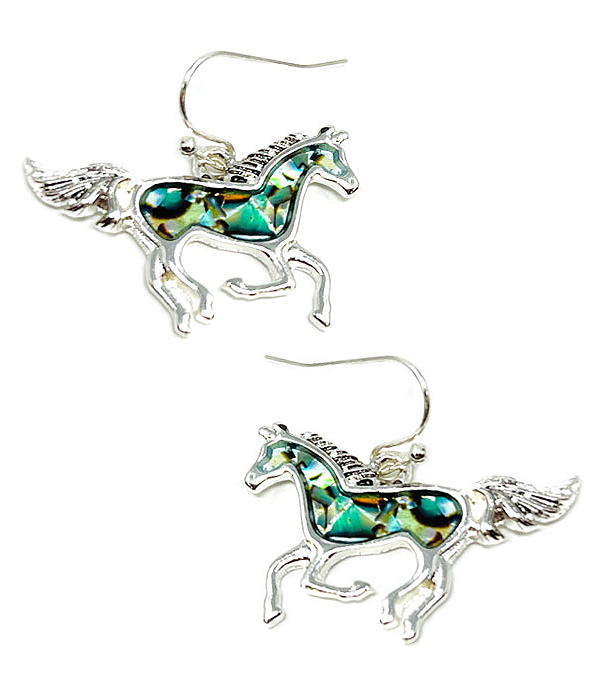 ABALONE HORSE EARRING