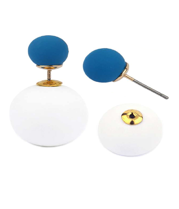 Matt finish plain ball double sided front and back earrings