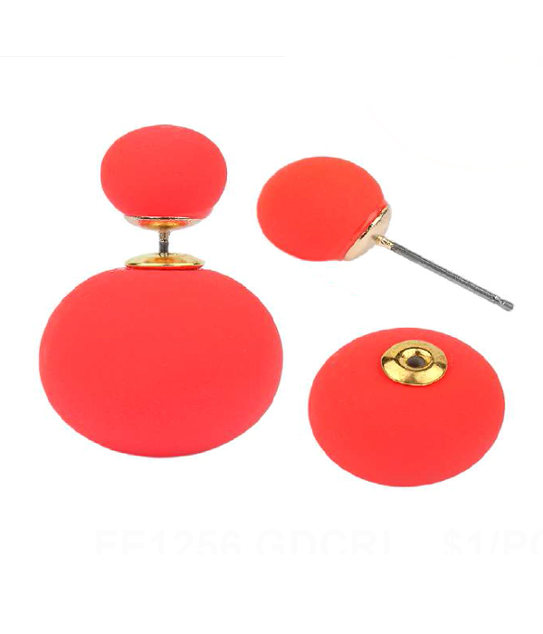 Matt finish plain ball double sided front and back earrings