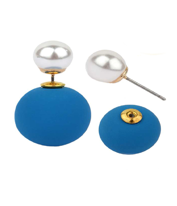 Pearl and matt finish ball double sided front and back earrings