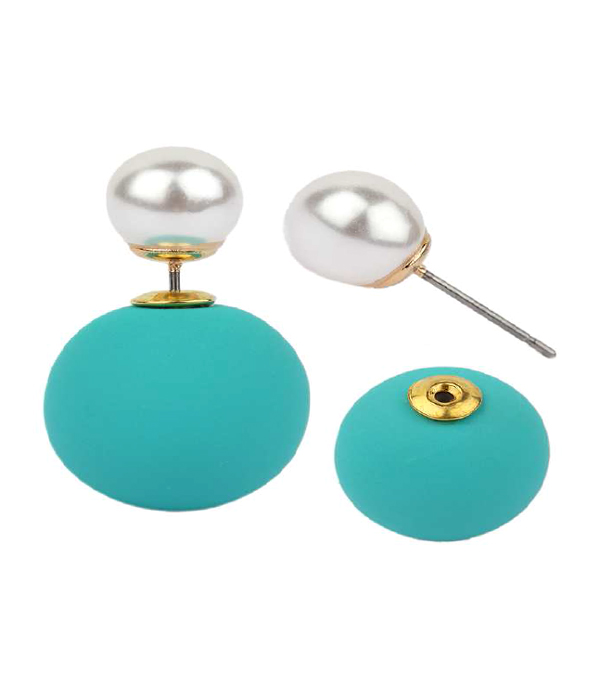 Pearl and matt finish ball double sided front and back earrings