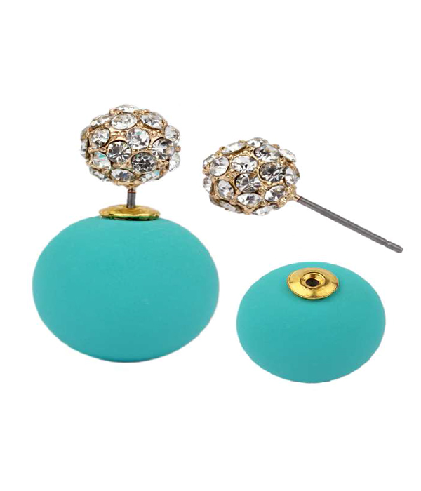 Crystal pave and matt finish double sided front and back earrings