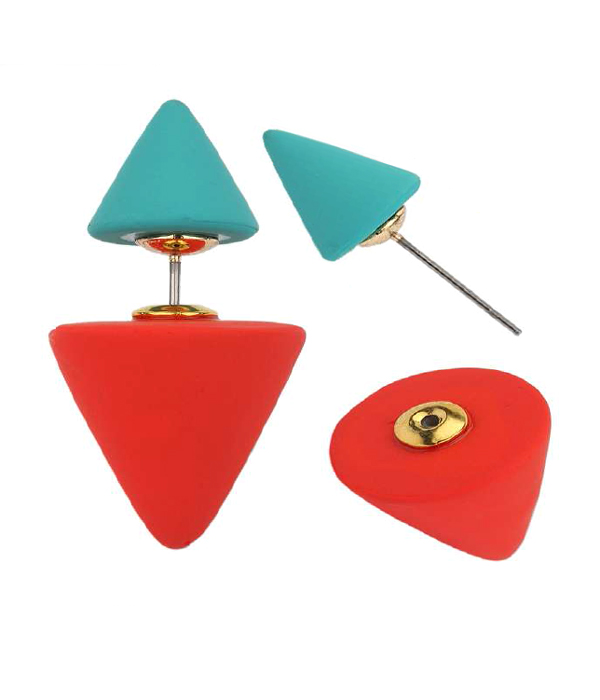 Matt finish cone double sided front and back earrings