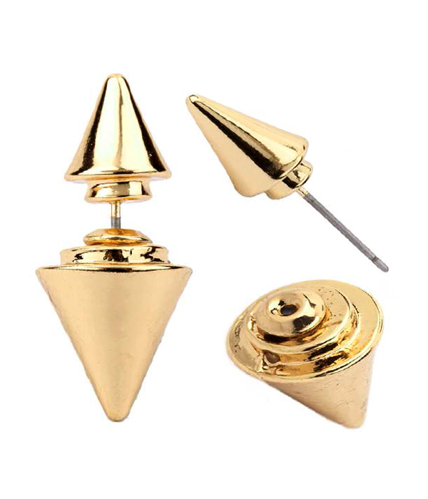 Double sided metal cone front and back earring