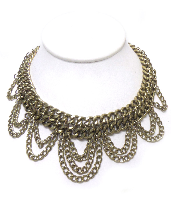 THICK METAL CHAIN WITH DROP NECKLACE