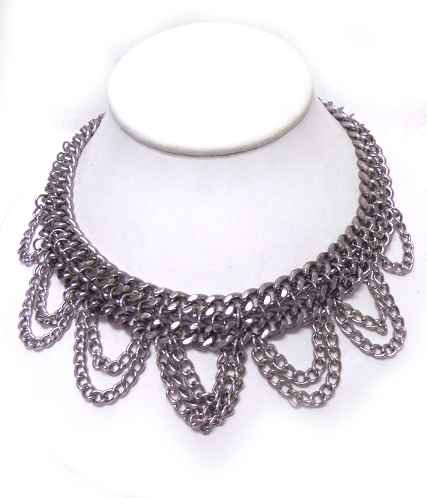 THICK METAL CHAIN WITH DROP NECKLACE