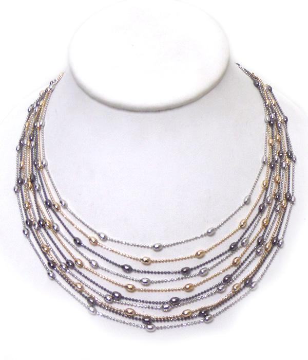 Thin layer chains with bead necklace 