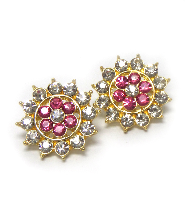 Flower with multi size crystals earrings 