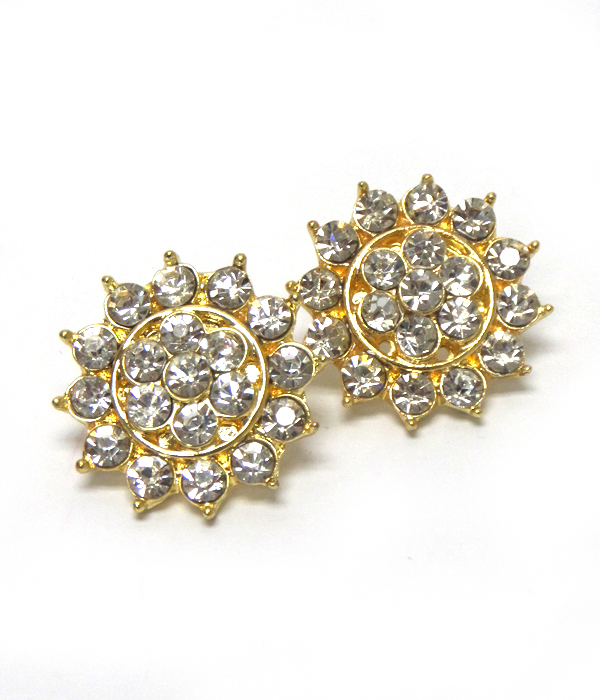 Flower with multi size crystals earrings