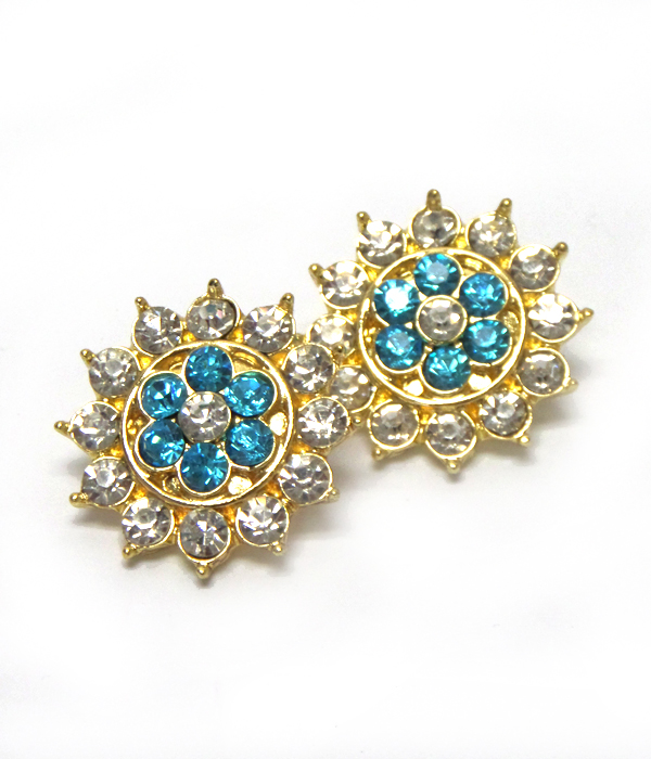 Flower with multi size crystals earrings 