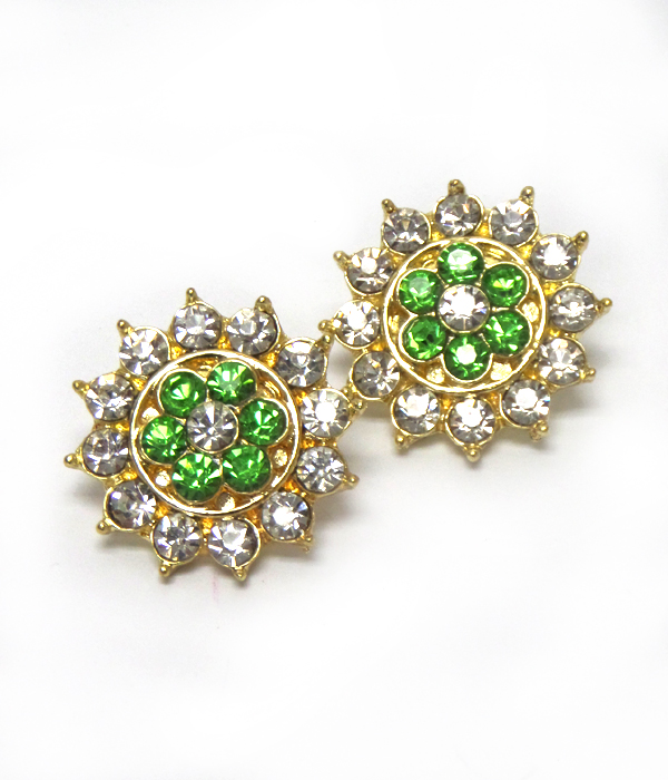 Flower with multi size crystals earrings 