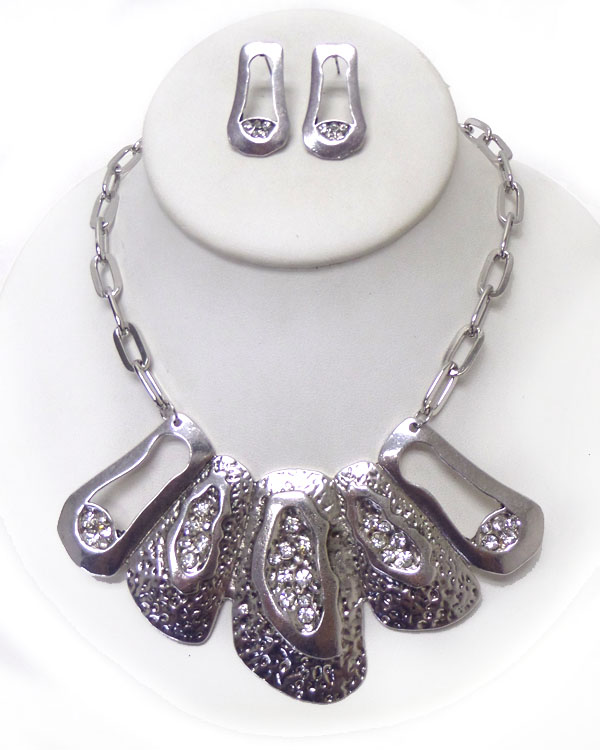 Crystal natural shape bar link drop necklace set