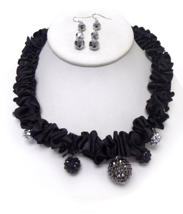 Multi fireball and satin necklace set