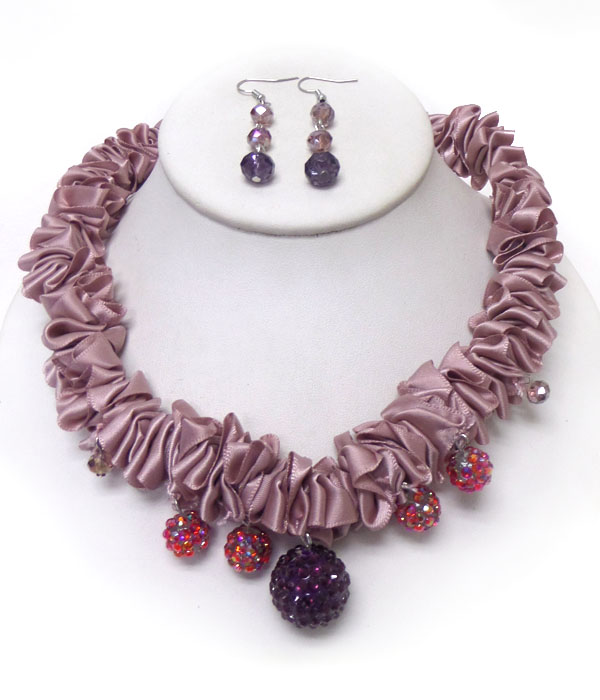 Multi fireball and satin necklace set