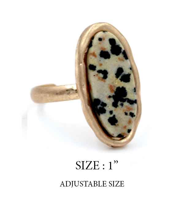 Semi precious stone ring - oval