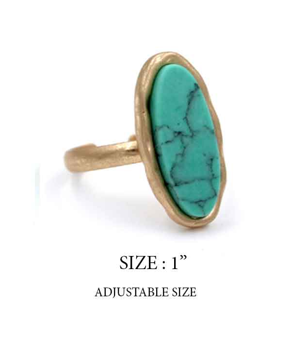 Semi precious stone ring - oval