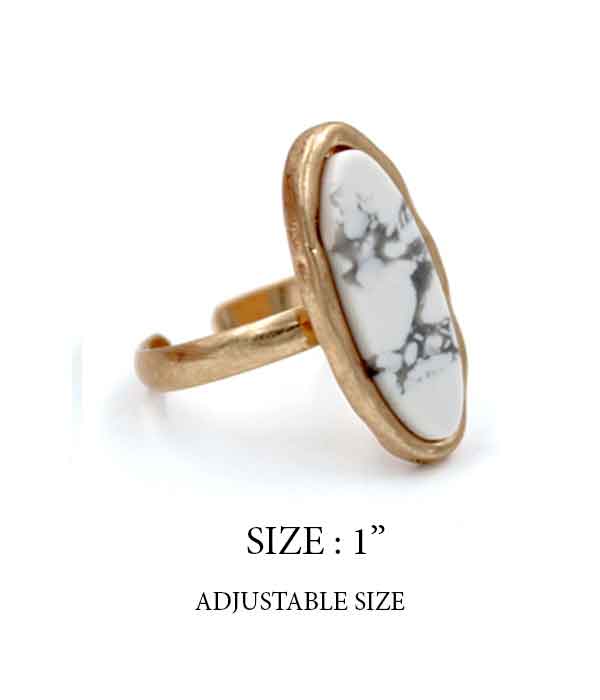 Semi precious stone ring - oval