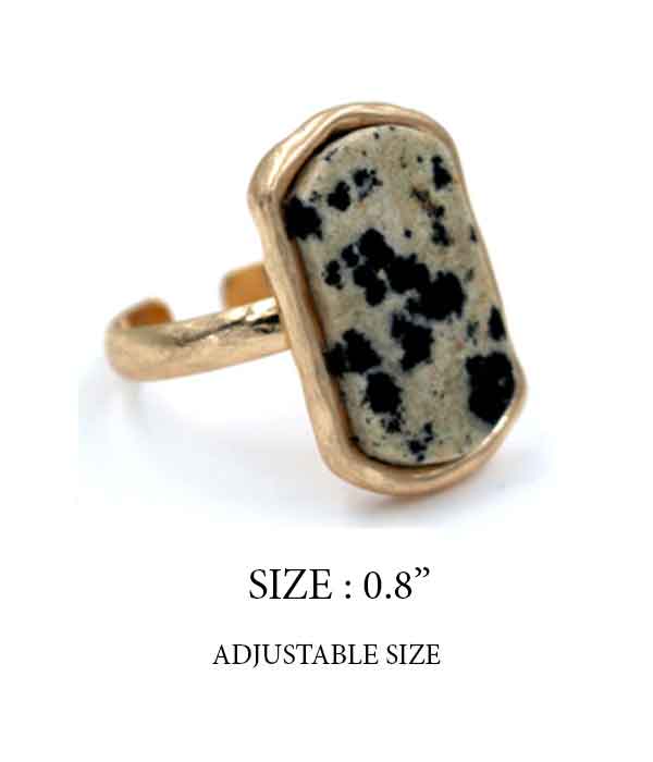 Semi precious stone ring - rectangle