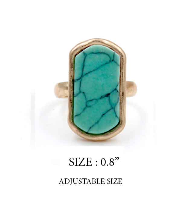 Semi precious stone ring - rectangle
