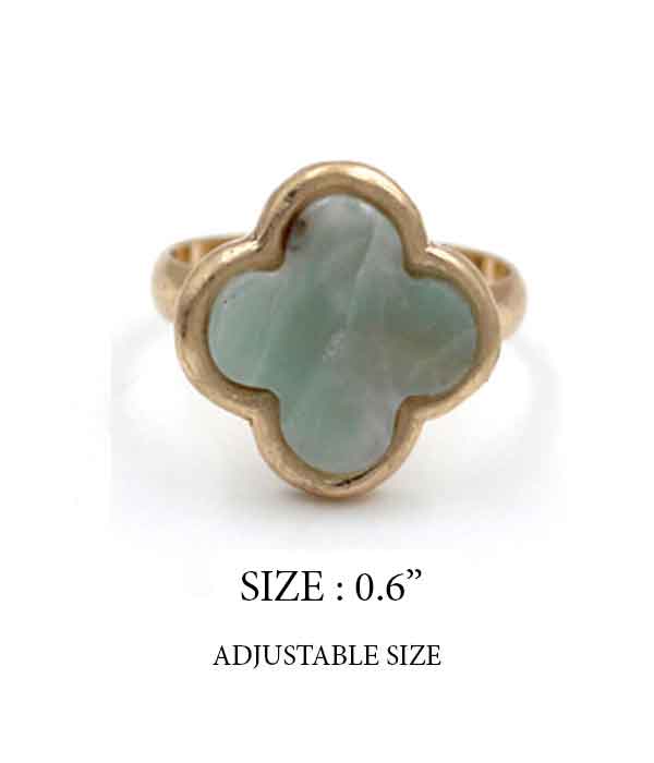 Semi precious stone ring - clover