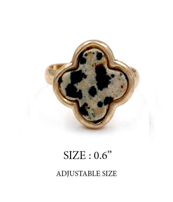 Semi precious stone ring - clover