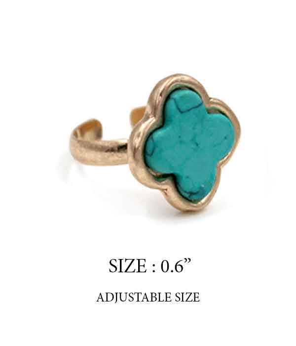 SEMI PRECIOUS STONE RING - CLOVER