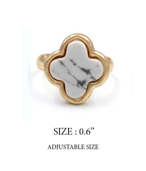 Semi precious stone ring - clover