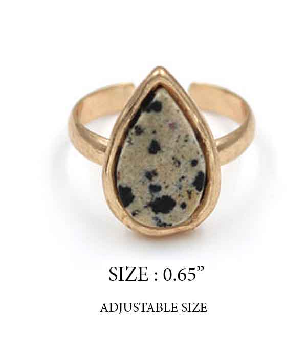 SEMI PRECIOUS STONE RING - TEARDROP