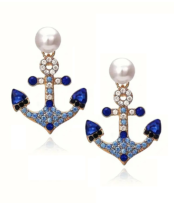 Nautical theme anchor earring