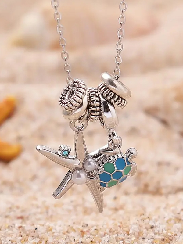 Sealife theme starfish and turtle necklace