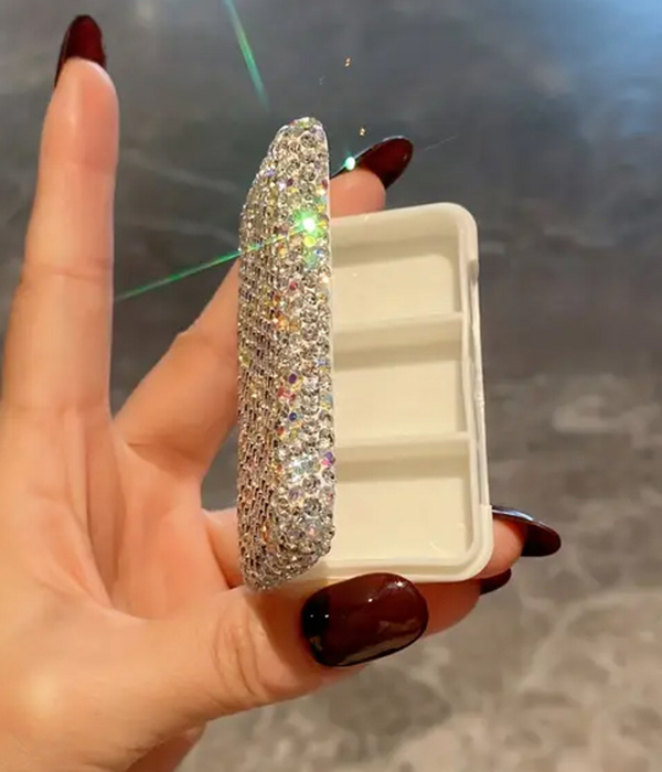 Portable rhinestone pill box