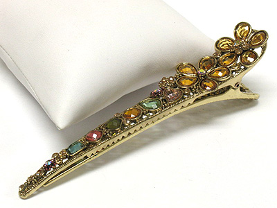 Crystal and glass deco flower large hair clip