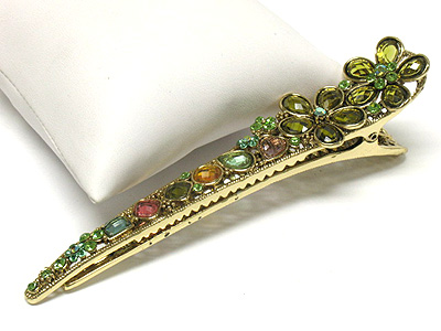 Crystal and glass deco flower large hair clip