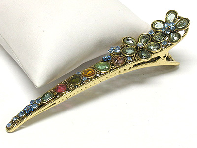 Crystal and glass deco flower large hair clip