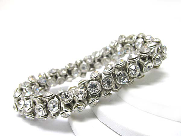 Crystal edge bar link strtch bracelet