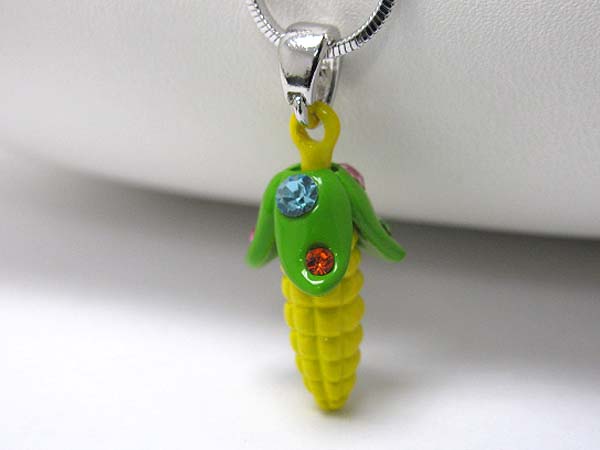 Made in korea whitegold plating crystal stud cone pendant necklace